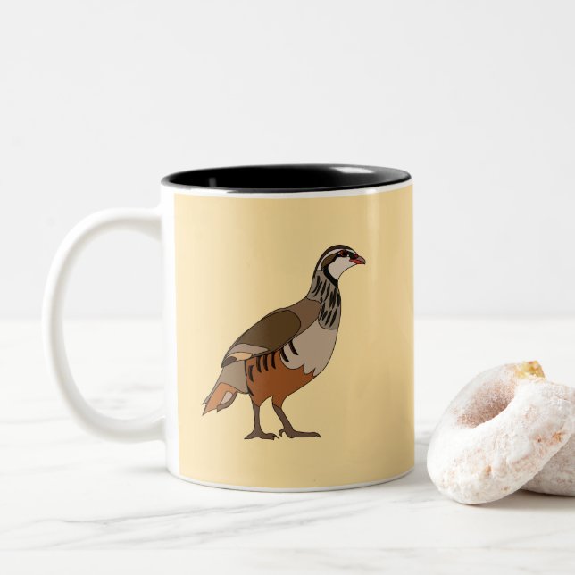 Partridge Bird Two-Tone Coffee Mug (With Donut)