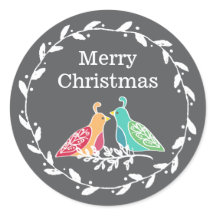 Partridge Birds Rustic Wreath Merry Christmas