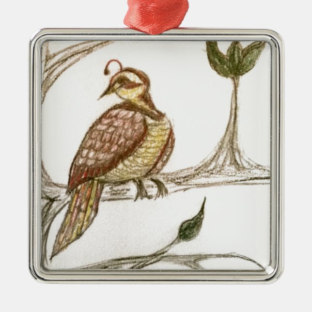 Partridge in a Green Pear Tree Metal Ornament (Front)