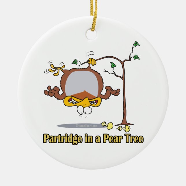 partridge in a pear tree 1st first day christmas ceramic ornament (Front)