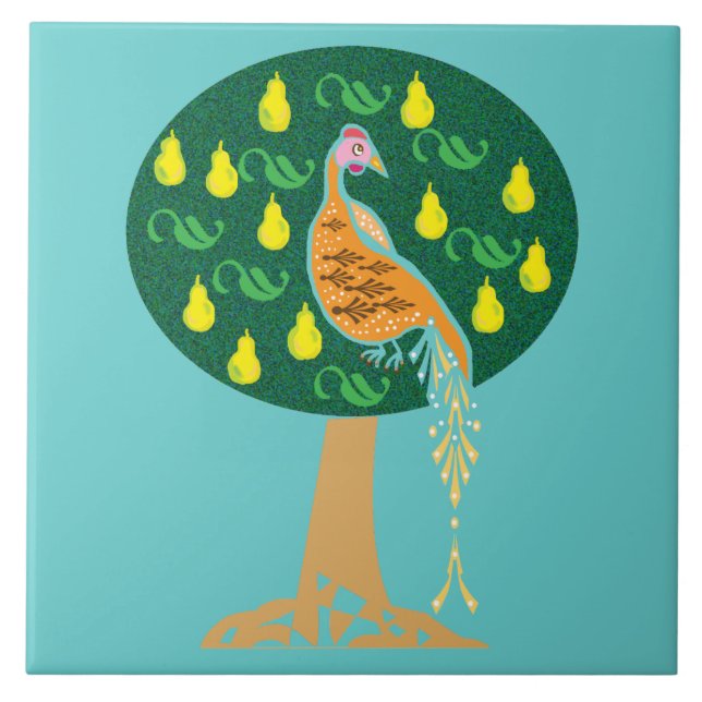 Partridge in a pear tree ceramic tile (Front)