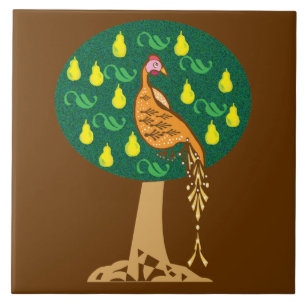 Partridge in a pear tree ceramic tile