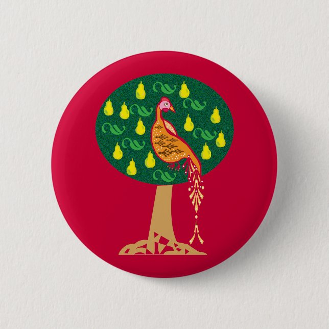 Partridge in a pear tree Christmas carol Button (Front)