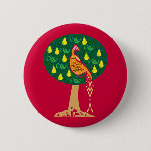Partridge in a pear tree Christmas carol Button