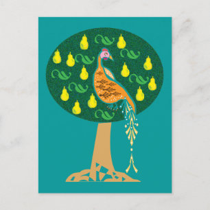 Partridge in a pear tree christmas postcard