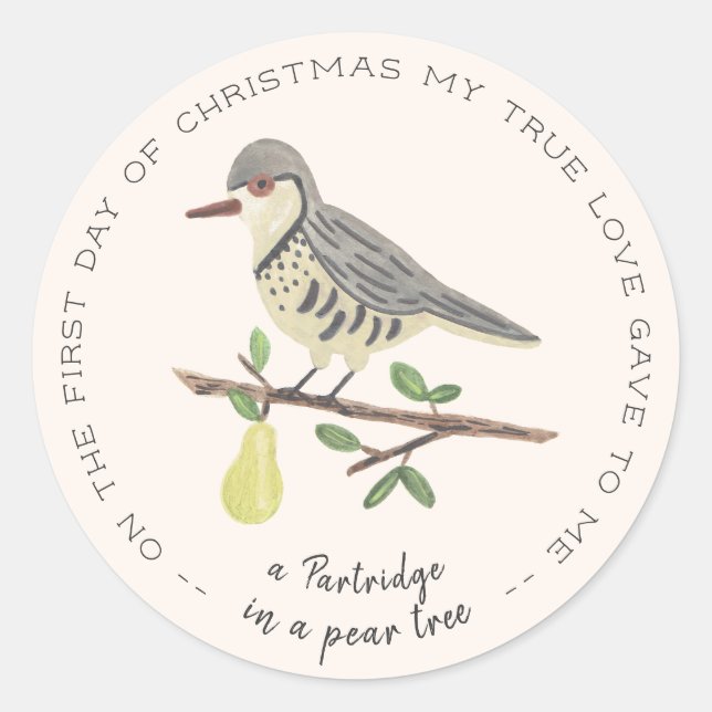 Partridge in a Pear Tree Classic Round Sticker (Front)