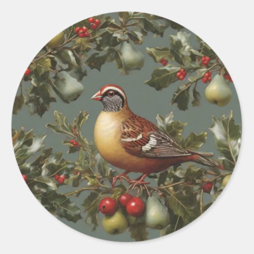 Partridge in a pear tree classic round sticker