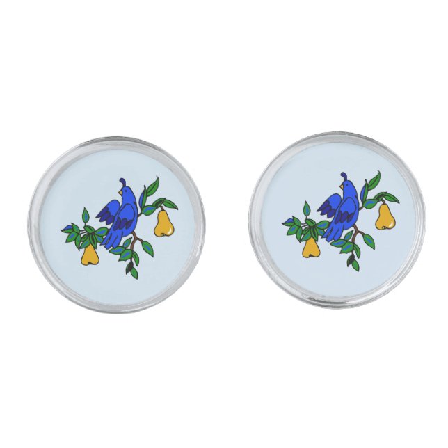 Partridge In A Pear Tree Cufflinks (Front)