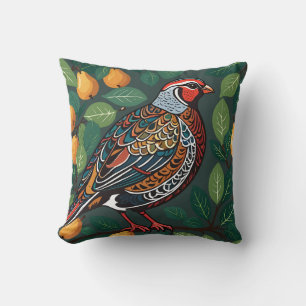 Partridge In A Pear Tree Cut-Out Stencil-Style 2 Throw Pillow