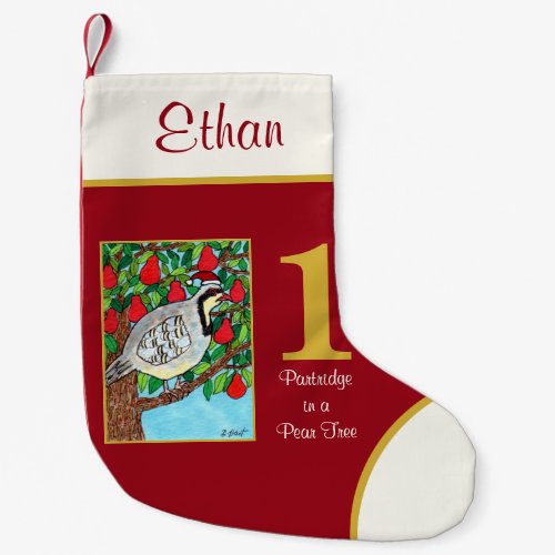 Partridge in a Pear Tree Cute Animals Custom Name Small Christmas Stocking