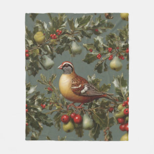 Partridge in a pear tree fleece blanket