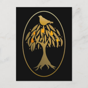 Partridge in a Pear Tree Gold Postcard