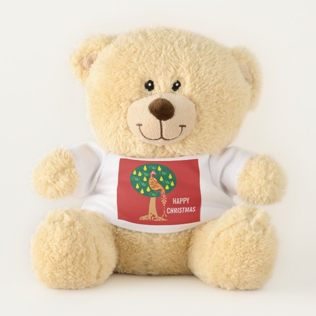 Partridge in a pear tree Happy Christmas Teddy Bear (Front)