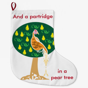 Partridge in a pear tree large christmas stocking