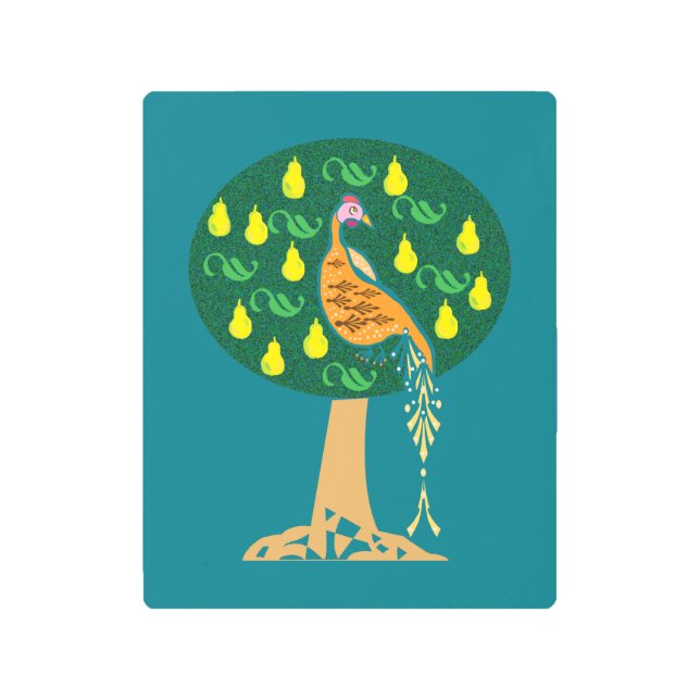 Partridge in a pear tree metal print (Front)