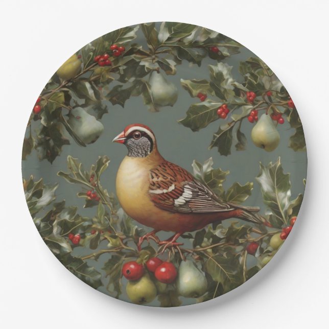 Partridge in a pear tree paper plates (Front)