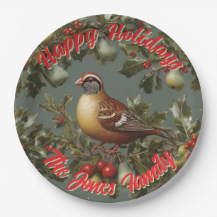 Partridge in a pear tree personalize paper plates