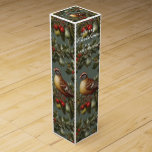 Partridge in a pear tree personalize text wine box<br><div class="desc">Classic elegant holiday themed partridge in a pear tree. customizable text.</div>