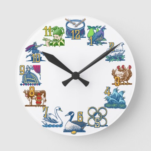 Partridge in a Pear Tree Round Clock