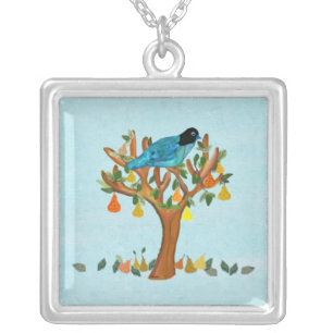 Partridge in a Pear Tree Silver Necklace