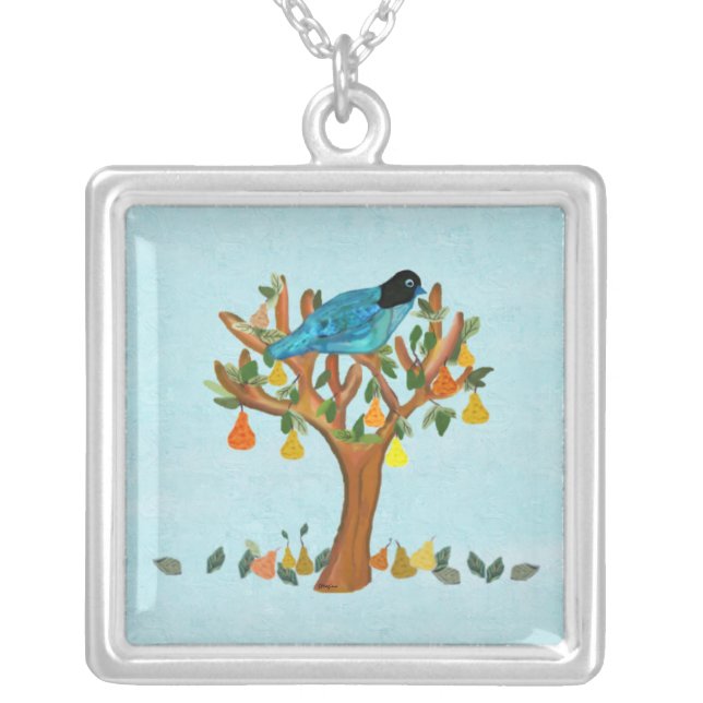 Partridge in a Pear Tree Silver Necklace (Front)