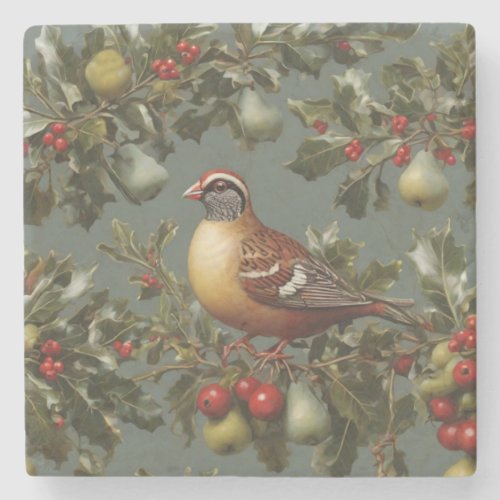 Partridge in a pear tree stone coaster