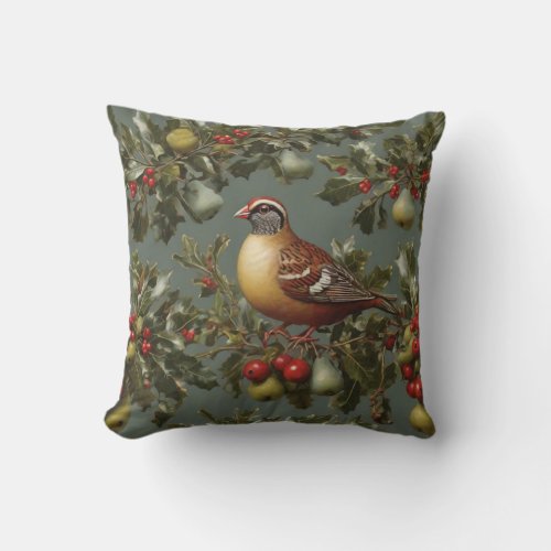 Partridge in a pear tree throw pillow