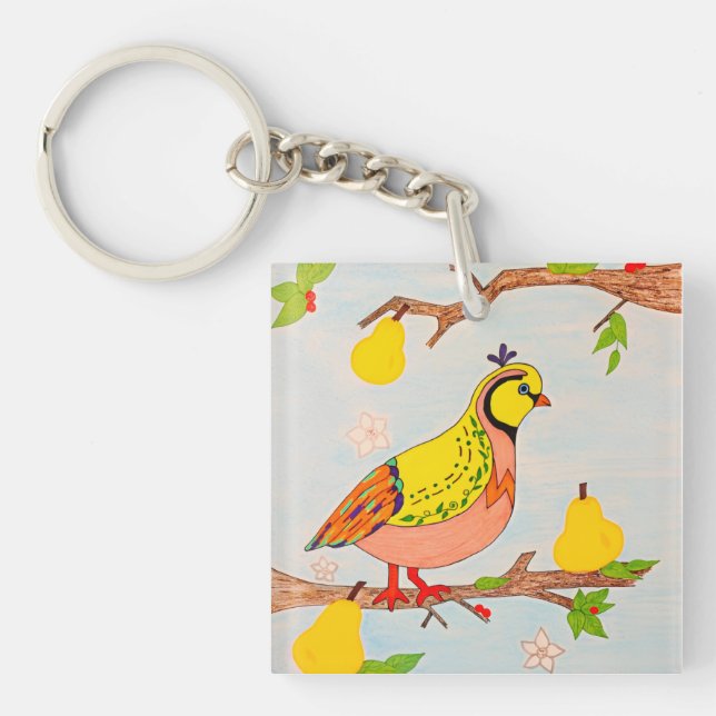 Partridge in Pear Tree Keychain (Front)