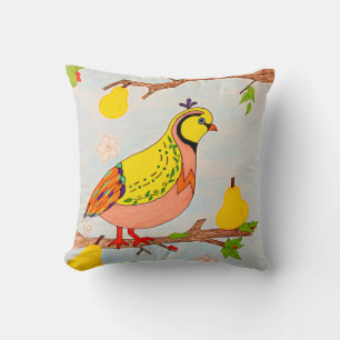 Partridge in Pear Tree Throw Pillow