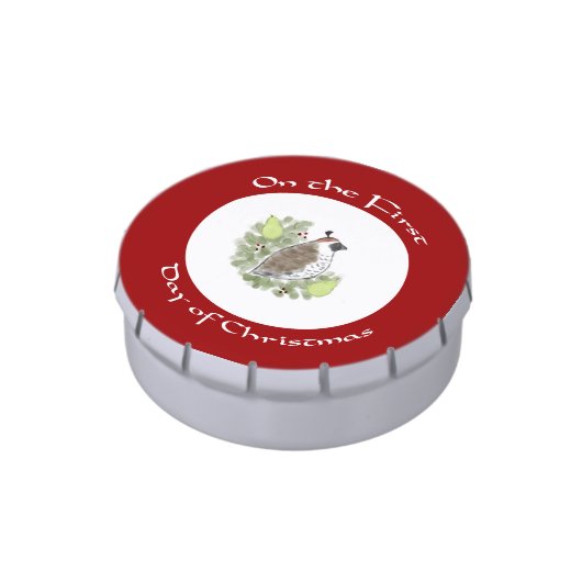 Partridge & Pears First Day of Christmas Candy Tin (Side)