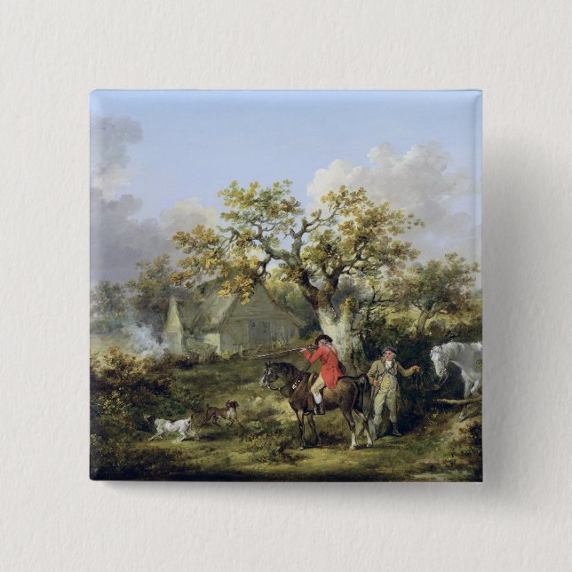 Partridge Shooting (oil on canvas) Pinback Button (Front)
