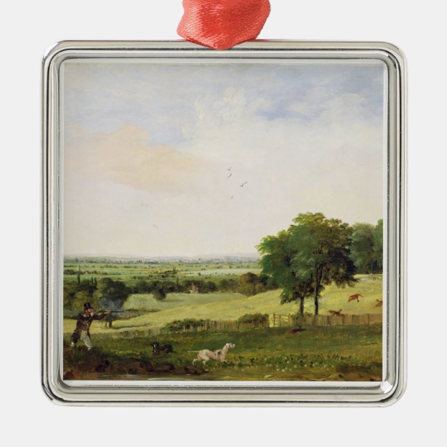Partridge Shooting (oil on millboard) Metal Ornament (Front)