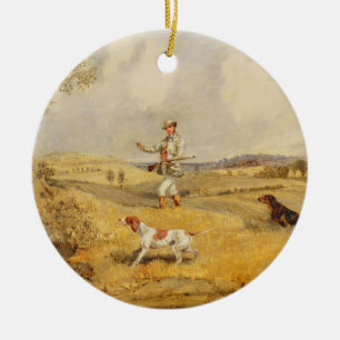 Partridge Shooting (oil on panel) Ceramic Ornament