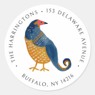 Partridge Whimsical Bird Return Address Classic Round Sticker