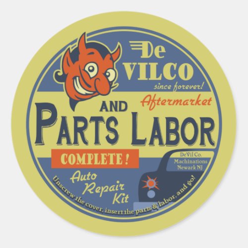 Parts  labor classic round sticker