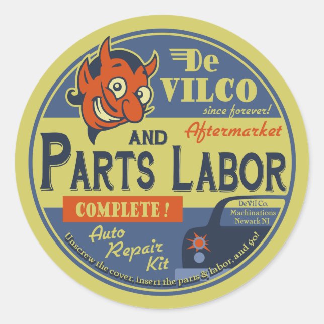 Parts & labor classic round sticker (Front)