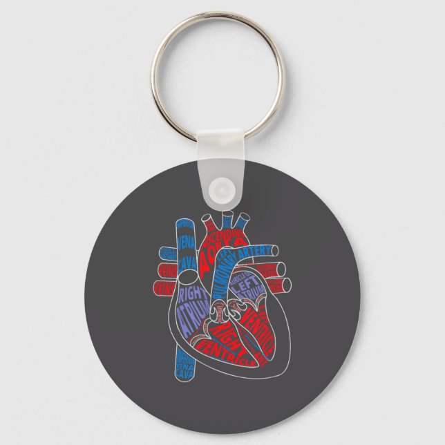 Parts Of Heart Anatomical Heart Gift For Cardiolog Keychain (Front)
