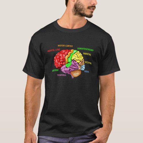 Parts Of The Brain Anatomy Colorful Diagram Learni T_Shirt