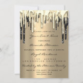 Party 16th Lips Kiss Black Red Glitter Drips  Invitation (Back)
