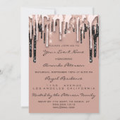 Party 16th Red Kiss Lips Rose Glitter Drips Skinny Invitation (Back)