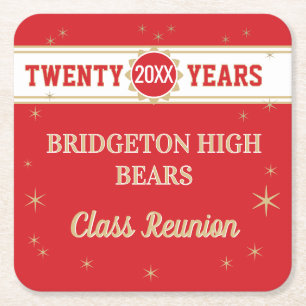 Party! 20th Reunion Celebration Square Paper Coaster