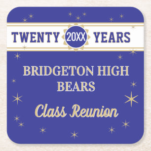 Party! 20th Reunion Celebration Square Paper Coaster