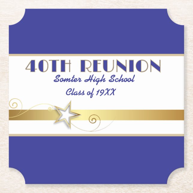 Party! 40th Class Reunion custom  Paper Coaster (Front)