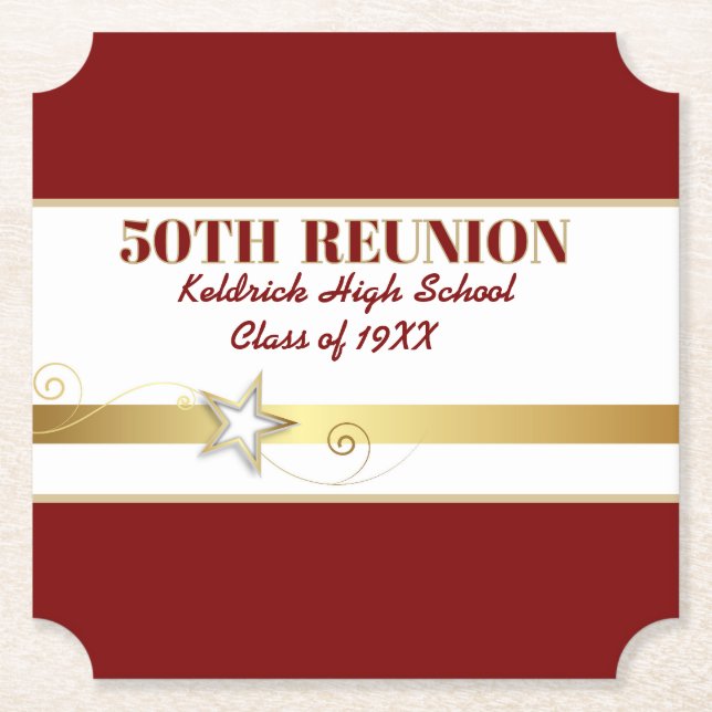 Party! 50th Class Reunion custom  Paper Coaster (Front)