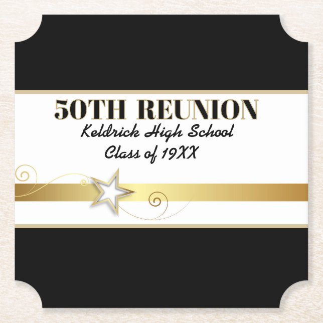 Party! 50th Class Reunion custom  Paper Coaster (Front)