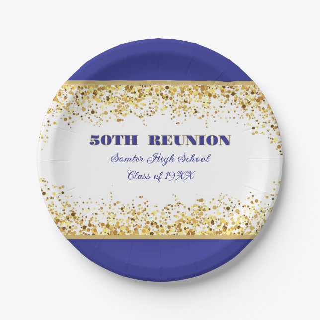 Party! 50th Class Reunion custom  Paper Plates (Front)