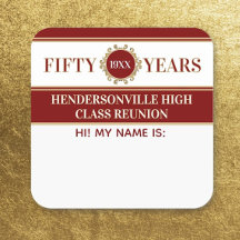 Party! 50th Reunion Celebration Name tag sticker