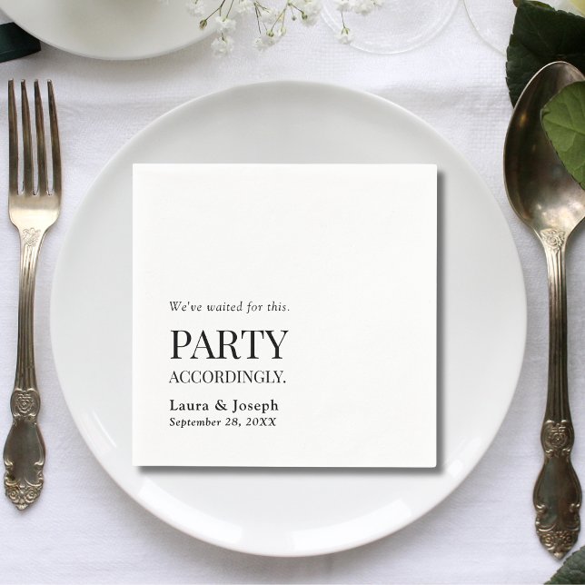Party Accordingly Funny Wedding Bar Napkins (Creator Uploaded)