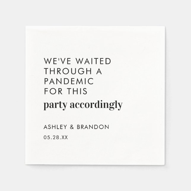 Party Accordingly Postponed Wedding Reception Napkins (Front)