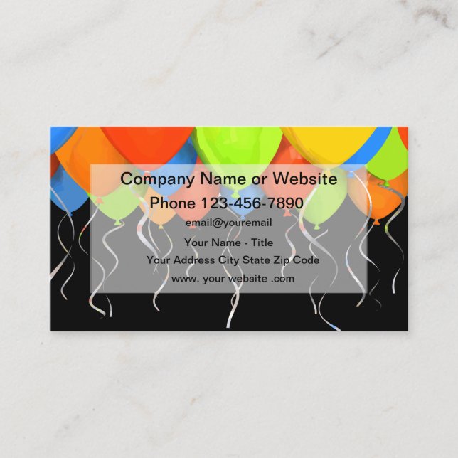 Party And Event Planner Balloons Business Cards (Front)